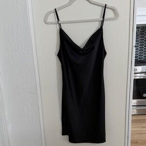 Urban Outfitters Black Cowl Neck Satin Mini Dress | S